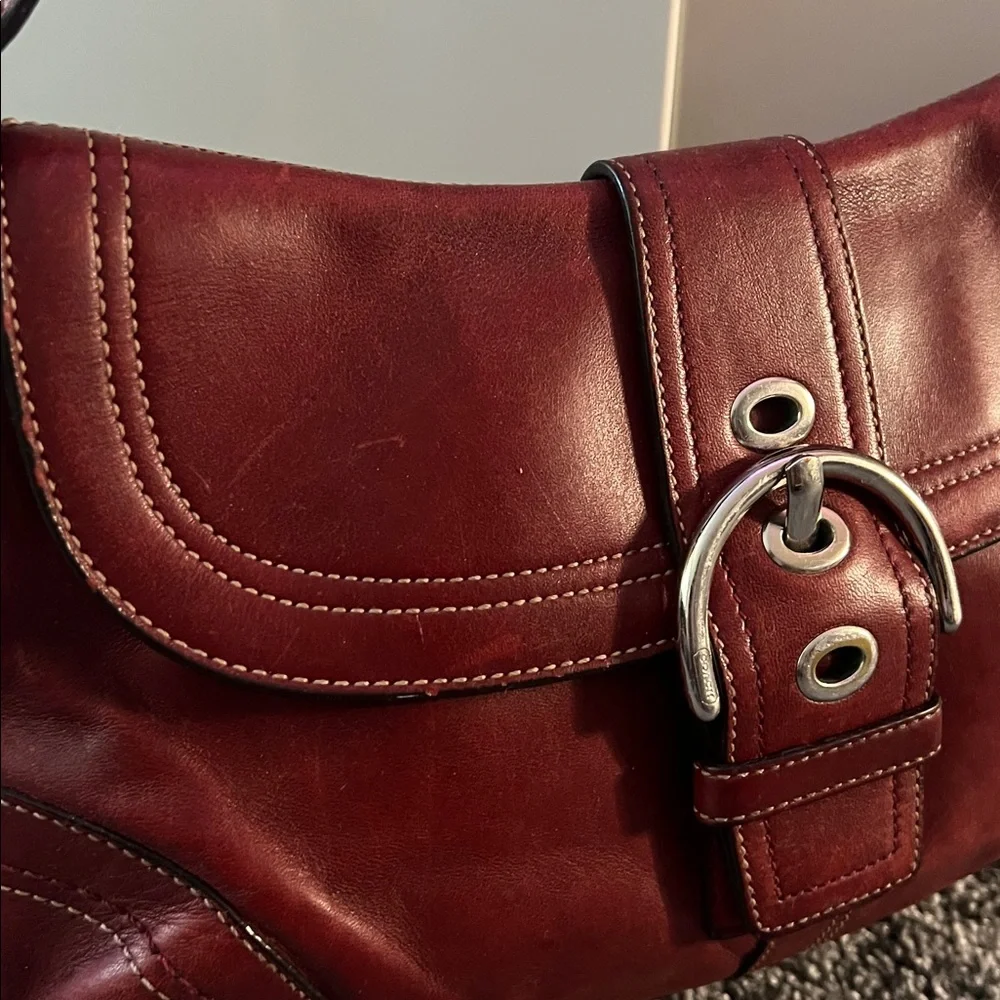 🍒 Rare Vintage Red Coach Soho with Buckle - Picture 3 of 11